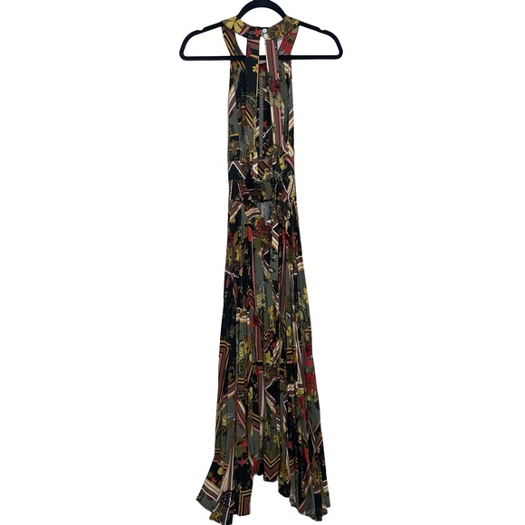 Abel The Label Floral Geometric Print Maxi Halter Top Sleeveless Dress Sz L - Picture 7 of 14